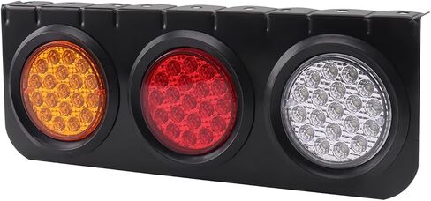 قطعتان من شريط إضاءة ذيل الشاحنة LED مناسب لشاحنة مقطورة 12-24 فولت تيار مستمر RV تخييم، مصباح خلفي كهرماني أحمر أبيض إيقاف مصباح إشارة الانعطاف مع قاعدة دعامة حديدية in Kuwait