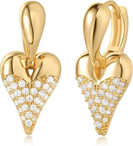 Gold Huggie Hoop Earrings for Women 14K Gold Plated Cubic Zirconia Drop Dangle Earring Hypoallergenic Gold Jewelry Gifts in Saudi Arabia
