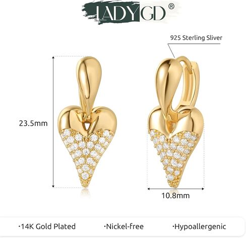 Gold Huggie Hoop Earrings for Women 14K Gold Plated Cubic Zirconia Drop Dangle Earring Hypoallergenic Gold Jewelry Gifts in Saudi Arabia