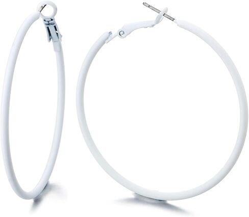 Classic Large Circle Statement Hoop Huggie Hinged Stud Earrings in Saudi Arabia