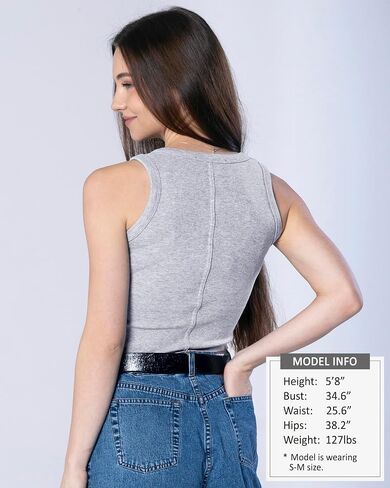 Women Tank Top Cotton Ribbed Slim Fit Scoop Neck Sleeveless Basic Tee Trendy Sexy Comfy Tight Solid (One Size S-M) in Saudi Arabia