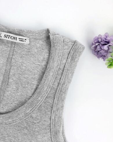Women Tank Top Cotton Ribbed Slim Fit Scoop Neck Sleeveless Basic Tee Trendy Sexy Comfy Tight Solid (One Size S-M) in Saudi Arabia