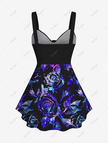 بلوزة نسائية من Rosegal بمقاس كبير، بلوزة تونيك علوية بدون أكمام وأشرطة مطبوعة باللون الوردي in Kuwait