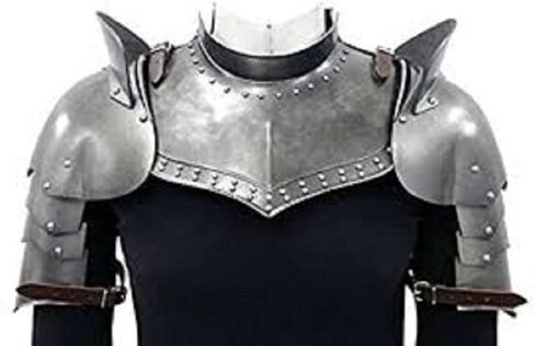 OSCAR HANDICRAFT مجموعة كتف ذراع Gorget Spaulders من الحديد في العصور الوسطى | زوج من أحزمة حماية الرقبة من العصور الوسطى وواقي للرقبة مصنوع يدويًا لمحبي الأزياء التنكرية in Kuwait