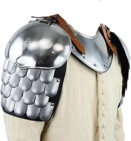 OSCAR HANDICRAFT مجموعة كتف ذراع Gorget Spaulders من الحديد في العصور الوسطى | زوج من أحزمة حماية الرقبة من العصور الوسطى وواقي للرقبة مصنوع يدويًا لمحبي الأزياء التنكرية in Kuwait
