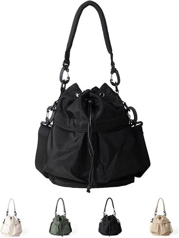 Drawstring Bucket Bag Nylon Crossbody Tote Bag Handbags for Women in Saudi Arabia
