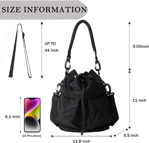 Drawstring Bucket Bag Nylon Crossbody Tote Bag Handbags for Women in Saudi Arabia