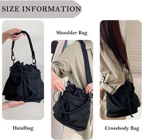 Drawstring Bucket Bag Nylon Crossbody Tote Bag Handbags for Women in Saudi Arabia