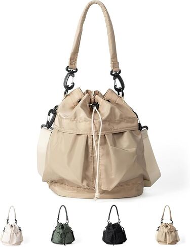 Drawstring Bucket Bag Nylon Crossbody Tote Bag Handbags for Women in Saudi Arabia