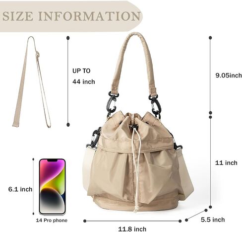 Drawstring Bucket Bag Nylon Crossbody Tote Bag Handbags for Women in Saudi Arabia