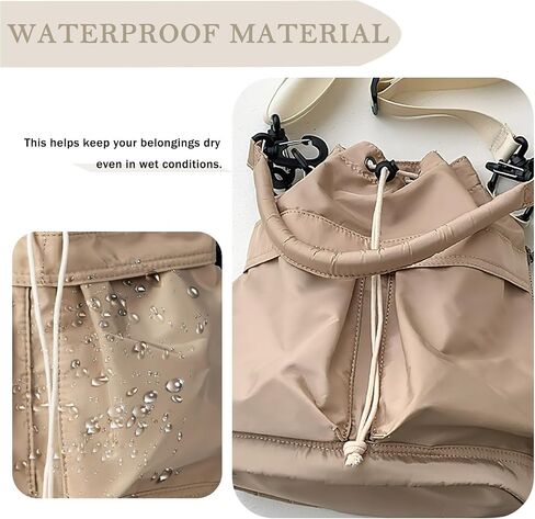 Drawstring Bucket Bag Nylon Crossbody Tote Bag Handbags for Women in Saudi Arabia