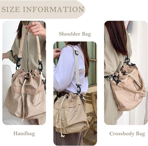 Drawstring Bucket Bag Nylon Crossbody Tote Bag Handbags for Women in Saudi Arabia