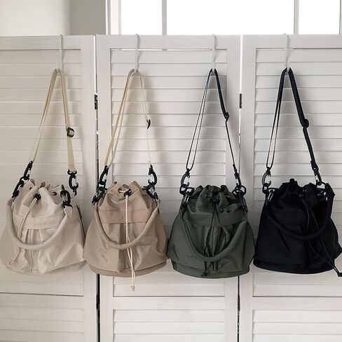 Drawstring Bucket Bag Nylon Crossbody Tote Bag Handbags for Women in Saudi Arabia