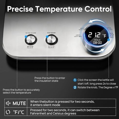 COZII Gooseneck Electric Kettle, 5 Presets & ±1℉ Temperature Control 1200W Quick Heating Water Boiler for Coffee/Tea, 24H Keep Warm, Auto Shut Off Pour Over Kettle with 50pcs Coffee Filter,0.9L Black in Saudi Arabia