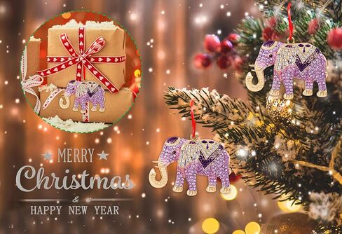 D24TIME Elephant Christmas Ornament-Metal Teal Elephant Ornaments for Christmas Tree Friendship Sisterhood Elephant Ornament for Women Kids Elephant Decor for Home Christmas Decorations Hanging Gifts in Kuwait