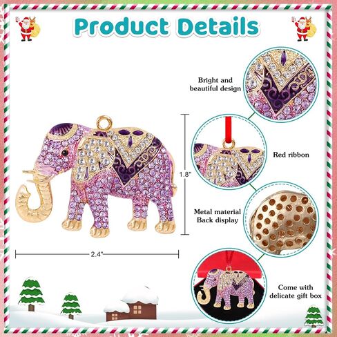 D24TIME Elephant Christmas Ornament-Metal Teal Elephant Ornaments for Christmas Tree Friendship Sisterhood Elephant Ornament for Women Kids Elephant Decor for Home Christmas Decorations Hanging Gifts in Kuwait