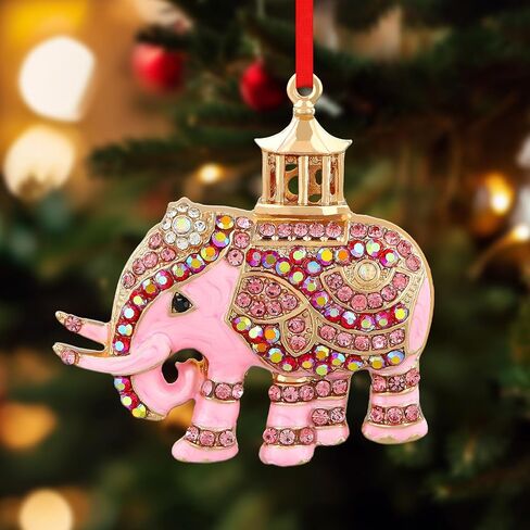 D24TIME Elephant Christmas Ornament-Metal Teal Elephant Ornaments for Christmas Tree Friendship Sisterhood Elephant Ornament for Women Kids Elephant Decor for Home Christmas Decorations Hanging Gifts in Kuwait
