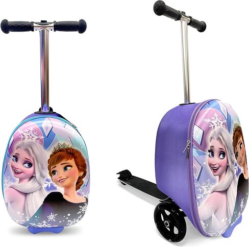 Disney Princess Kids 19" Suitcase Scooter – Boys and Girls Magical Carry-on Luggage with LED Light Up Wheels, Waterproof Hard Shell, Retractable Handle, and Lightweight Foldable Ride-On Travel Bag in Saudi Arabia