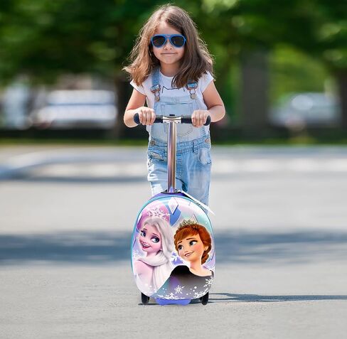 Disney Princess Kids 19" Suitcase Scooter – Boys and Girls Magical Carry-on Luggage with LED Light Up Wheels, Waterproof Hard Shell, Retractable Handle, and Lightweight Foldable Ride-On Travel Bag in Saudi Arabia