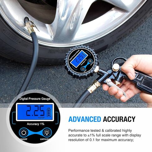 Nilight Digital Tire Pressure Gauge 100PSI Heavy Duty Stainless Steel Air Pressure Chucks ANSI 2A Certified Large Dial Wheel Service Checker for Truck Semi Truck ATV Motorhome Cars & RV Accessories in Saudi Arabia