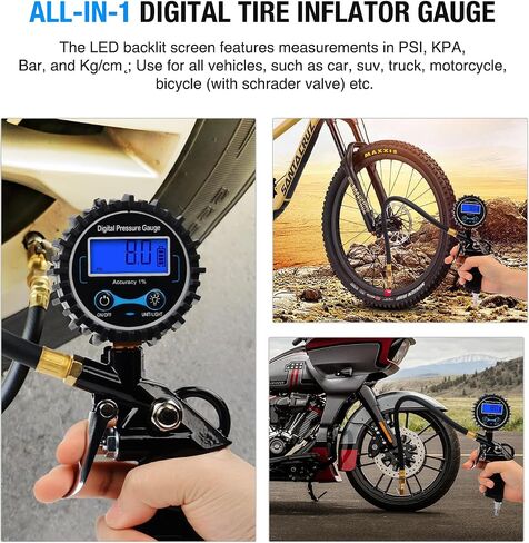 Nilight Digital Tire Pressure Gauge 100PSI Heavy Duty Stainless Steel Air Pressure Chucks ANSI 2A Certified Large Dial Wheel Service Checker for Truck Semi Truck ATV Motorhome Cars & RV Accessories in Saudi Arabia