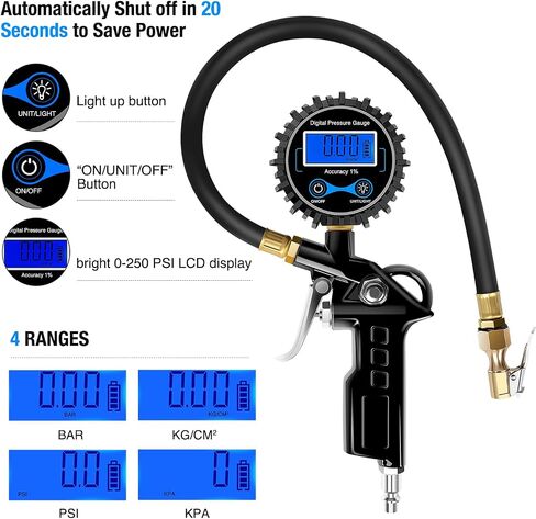 Nilight Digital Tire Pressure Gauge 100PSI Heavy Duty Stainless Steel Air Pressure Chucks ANSI 2A Certified Large Dial Wheel Service Checker for Truck Semi Truck ATV Motorhome Cars & RV Accessories in Saudi Arabia