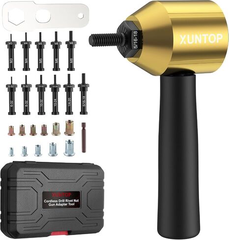 Rivet Nut Drill Adaptor Kit with 100PCS Nut Accessories,Easy to Install Nut Gun Adapter for Electric Rivet Gun Electric Rivet Gun Adapter Widely Used in Mechanical and Automobile Maintenance in Saudi Arabia