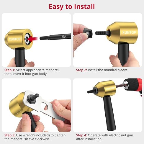 Rivet Nut Drill Adaptor Kit with 100PCS Nut Accessories,Easy to Install Nut Gun Adapter for Electric Rivet Gun Electric Rivet Gun Adapter Widely Used in Mechanical and Automobile Maintenance in Saudi Arabia