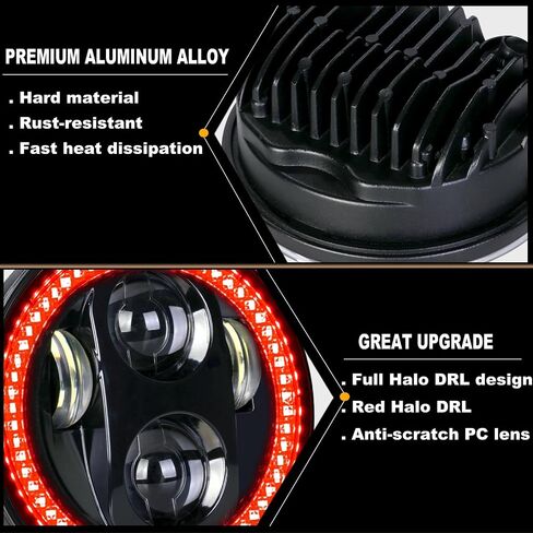 5-3/4 5.75" LED Motorcycle Headlight with Housing Bucket Smoke Halo Amber DRL Compatible with Shadow Buell Blast Cafe Racer Cruiser Motorbikes in Kuwait