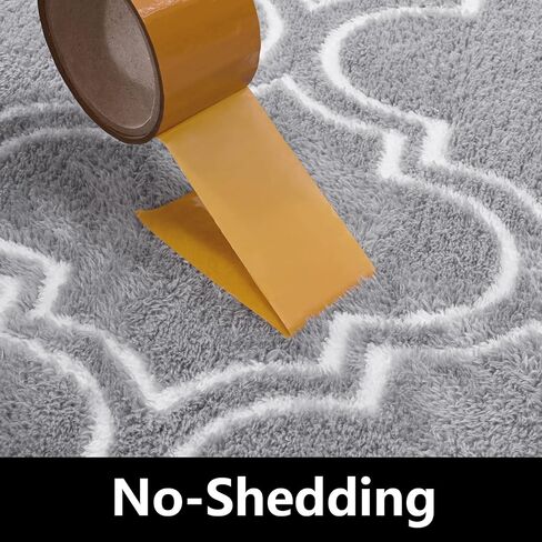 Amearea Fluffy Indoor Area Rug, Soft Trellis Moroccan Rugs for Bedroom, Shag Modern Area Rug for Living Room Kids Room Nursery, Easy Clean, Geometry Home Decor Low Pile Carpet, Light Gray 5x7 Feet in Saudi Arabia