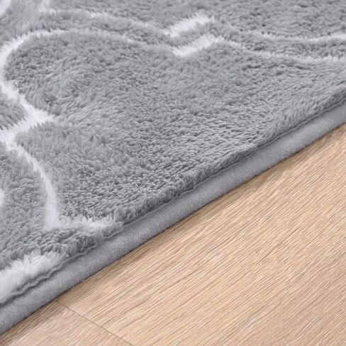 Amearea Fluffy Indoor Area Rug, Soft Trellis Moroccan Rugs for Bedroom, Shag Modern Area Rug for Living Room Kids Room Nursery, Easy Clean, Geometry Home Decor Low Pile Carpet, Light Gray 5x7 Feet in Saudi Arabia