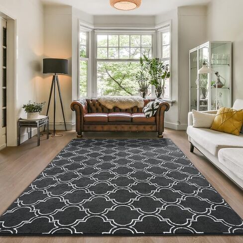 Amearea Fluffy Indoor Area Rug, Soft Trellis Moroccan Rugs for Bedroom, Shag Modern Area Rug for Living Room Kids Room Nursery, Easy Clean, Geometry Home Decor Low Pile Carpet, Light Gray 5x7 Feet in Saudi Arabia
