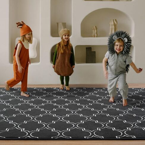 Amearea Fluffy Indoor Area Rug, Soft Trellis Moroccan Rugs for Bedroom, Shag Modern Area Rug for Living Room Kids Room Nursery, Easy Clean, Geometry Home Decor Low Pile Carpet, Light Gray 5x7 Feet in Saudi Arabia