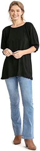 Umgee Women's Frayed Balloon Sleeve Tunic Top in Kuwait