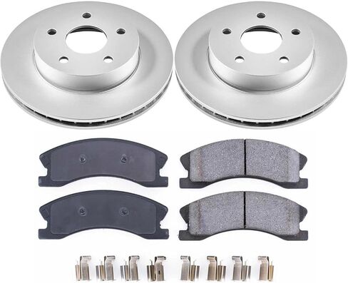 Power Stop CRK2149 دوار الفرامل المطلي ووسادات الفرامل السيراميكية - أمامية لسيارة جيب جراند شيروكي 1999-2004 [نموذج محدد] in Kuwait