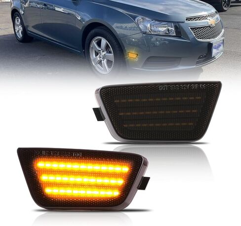 Front Fender LED Side Marker Lights for Chevy Cruze 2011 2012 2013 2014 2015, Cruze Smoked Lens Side Bumper Marker Lamps, [Ultra-Bright] White LED Side Markers Turn Signal Lights, 2 PCS in Kuwait