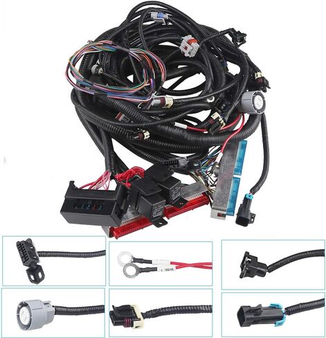 Engine Wiring Harness, Professional Standalone Wiring Harness with 4L80E drive by cable, Fit for LS1 4.8 5.3 6.0 1997 1998 1999 2000 2001 2002 2003 2004 2005 2006 ev1-Injector Plug and 3 Pin MAF in Saudi Arabia