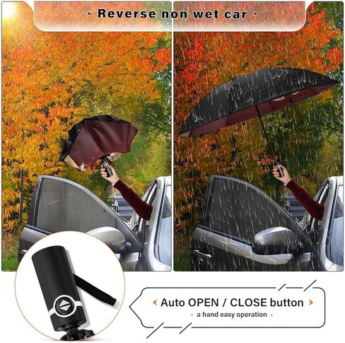Large Windproof Umbrella Auto Open Folding Umbrella, 8 Ribs Rain Proof Reverse Umbrella for Travel Golf-(Cute Dog Corgi) in Saudi Arabia