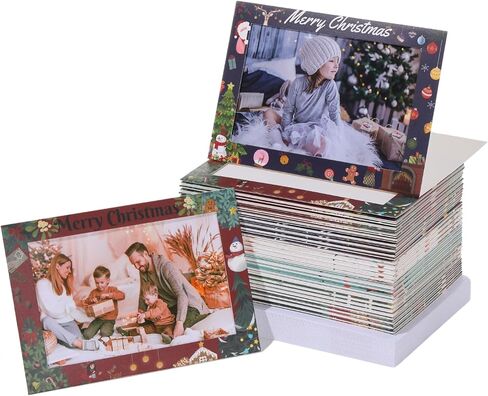 Meonua Christmas Photo Frame Cards With Envelopes,Christmas Cards, Photo Collections,Frame Notecards For 4 x 6 Picture Insert (48Pack, 6 Designs) in Kuwait