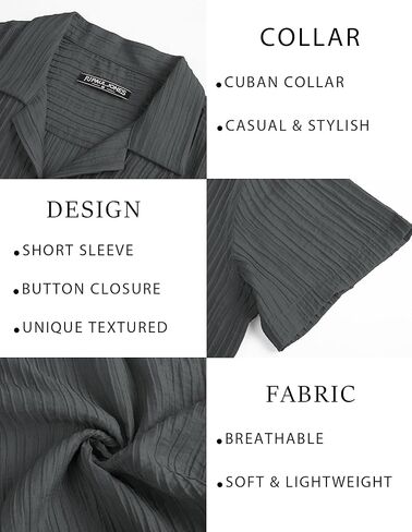 قمصان PJ PAUL JONES الرجالية بأزرار سفلية كاجوال بأكمام قصيرة قمصان صيفية ذات ملمس كوبي in Kuwait