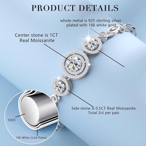 Diamond Tennis Bracelets For Women Moissanite Tennis Bracelet For Women 925 Sterling Silver Bracelet For Women Tennis Chain For Men Adjustable Bracelets For Women White Gold Bracelets For Women Tennis Bracelet Men Charm Bracelets For Women Sterling Silver in Saudi Arabia