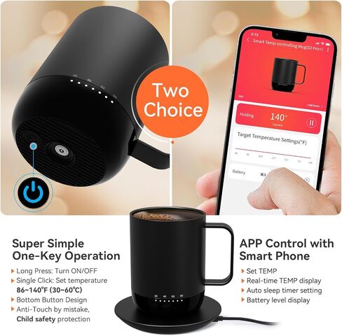 Vsitoo S3 Pro Smart Mug, Temperature Control Smart Mug,Heated Coffee Mug, Improved Design,Smart LED Light/APP Control/Auto Sleep/3-Level Temperature Setting (White) in Saudi Arabia