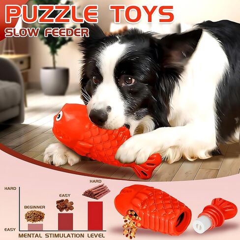Dog Chew Toys for Aggressive Chewers, Dog Treat Dispenser Puzzle Toys for Large Dogs, Durable Nylon Dog Toys to Keep Them Busy, Interactive Squeaky Dog Toys for Medium/Large Breeds in Saudi Arabia