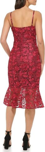 GUESS Women's Lace Midi with Flounce Hem Dress in Kuwait