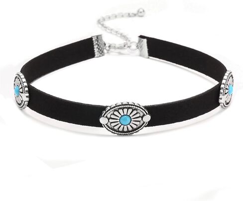 بوهو المختنق قلادة، مجوهرات الفيروز للنساء، الغربية بوهو الجلد المدبوغ الفيروز المختنق قلادة قلادة الغربية للنساء in Kuwait