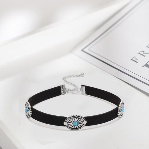 بوهو المختنق قلادة، مجوهرات الفيروز للنساء، الغربية بوهو الجلد المدبوغ الفيروز المختنق قلادة قلادة الغربية للنساء in Kuwait