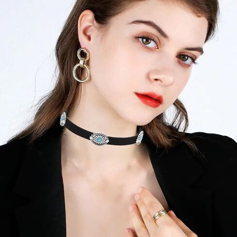 بوهو المختنق قلادة، مجوهرات الفيروز للنساء، الغربية بوهو الجلد المدبوغ الفيروز المختنق قلادة قلادة الغربية للنساء in Kuwait