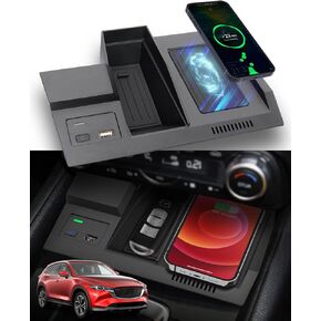 for Mazda CX5 Wireless Charger 2017-2025, OEM Car Interior Accessories with USB Port, Wireless Phone Charging Pad Accessories for CX-5