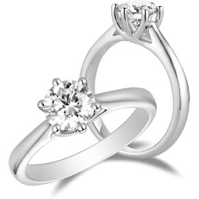 DovEggs 1-3 Carat Brilliant Round G-H-I Color Heart Arrows Cut Moissanite Lab Created Diamond Moissanite Engagement Ring Sterling Silver Solitaire Moissanite Wedding Rings for Women
