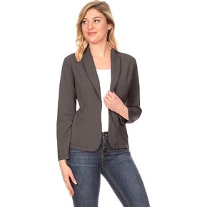 Women's Solid Casual Office Work Long Sleeve Open Front Blazer Jacket